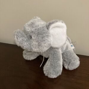 Baby Gund Oh So Soft Elephant Plush Rattle Striped Ribbon Sewn Eyes 4053985 8"